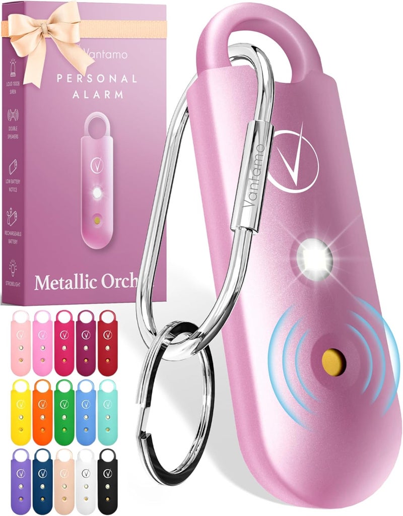 Vantamo Personal Alarm for Self Defense with Low Battery Notice, Strobe Light & Extra Loud 130 dB Double Speakers Safety Keychain Set for Women, Rechargeable Panic Button for Womens Self Defense - Image 1